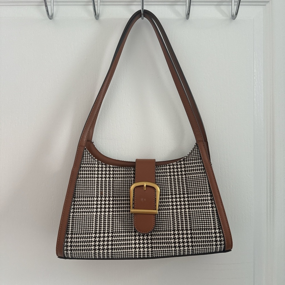 Brown and Black Houndstooth Shoulder Bag